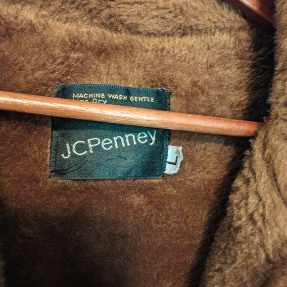 Vintage Men's Sherpa winter coat shearling chocolate brown large chore shirt jac - Picture 6 of 9